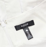 Aqua Womens Paneled V-Neck Midi Dress IDL9634 White S