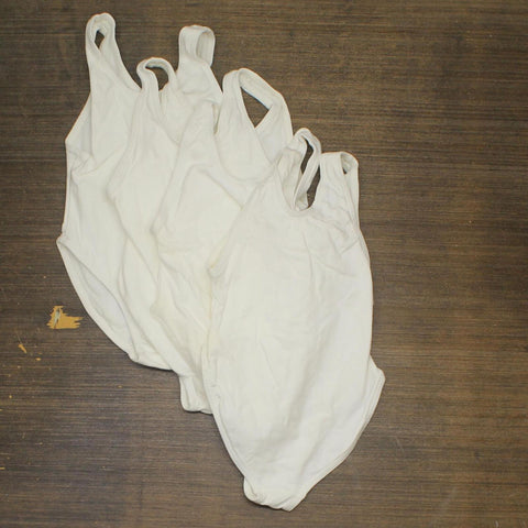 Vintage 4-Pack USA Made Youth Girls Lined Romper Leotard White 8