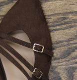A New Day Womens Twiggy Multi Buckle Mini Heel Flats 94303757 Brown 7M