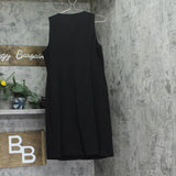 DKNY Womens Sleeveless Sheath A-Line Button Front Dress Ponte Black 10