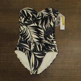 Anne Cole Palm Twist Front Shirred One-Piece Swimsuit Palm Chic Black Multi 12