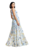Dress The Population Embroidered Sequin Samira Gown Dress Sky Multi Blue L