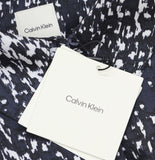 Calvin Klein Womens Satin Button Up Belted Dress 44C060G Inkwell Blue Multi XL
