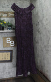 Xscape Womens Long Off-The-Shoulder Lace Dress Gown 4618X Mulberry Purple 16