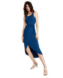 And Now This Knit Side-Tie Tulip Midi Wrap Dress MMD020822 Teal Blue Green S