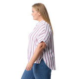 Gloria Vanderbilt Daisy Short Sleeve High-Low Button-Down Shirt Vintage White 3X