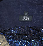 MSK Plus Size V Neck Bell Sleeve Sequin Knit Blouse Top Shirt NAVY BLUE 1X