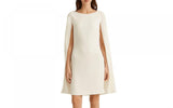 Lauren Ralph Lauren Womens Cape Georgette Cocktail Dress Cream Off White 4