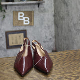 A New Day Slingback Pointed Toe Faux Leather Kitten Heels Burgundy Red 7M