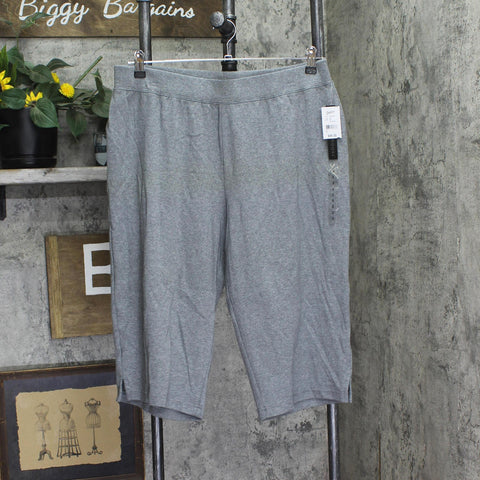 Preswick & Moore Knit Capri Lounge Pants Pull On Casual Heather Gray 1X