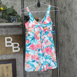 Swim Solutions Bow Front Swimdress One Piece Swimsuit Tropic Twist White Multi 8
