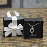 Fashion CZ Cubic Zirconia Heart Pendant Necklace Silver Gray 18" + 3"