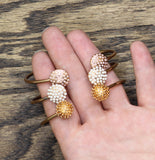 Fashion Open Cuff Bypass Bangle Stone Cluster 3 Pack Bracelets Gold Multi 2.75"