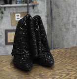 A New Day Womens Abba Sequin Foldover Tall Boots 91636693 Black 6M