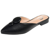 Journee Collection Button Accent Pointed Mules Black 7.5M