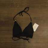 Becca Womens Modern Edge Textured Rib Halter Bikini Top Swim 543857 Black S