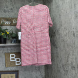 London Times Womens Houndstooth Faux-Wrap A-Line Dress T7764M Pink Multi 16