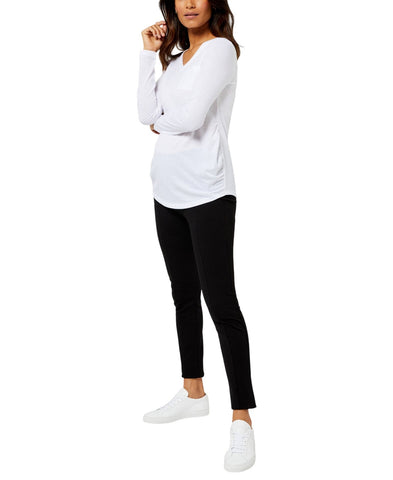 Splendid Womens Long Sleeve V-Neck Maternity T-Shirt P80015-10 White S