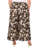 Vince Camuto Floral-Print Lined Drawstring Pants 92325312 Rich Black / Brown 2X