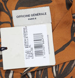 Officine Generale Button-Down Camp Shirt Rouille Iced Coffee Brown Multi XL