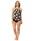 Island Escape Womens Cali Underwire Tankini Swim Top R761249 Black Multi 12