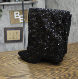 A New Day Womens Abba Sequin Foldover Tall Boots 91636693 Black 6M