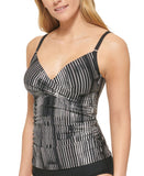 Calvin Klein Twist-Front Scoop-Back Tummy-Control Tankini Top Multi Black L
