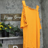 Belldini Strappy Cold Shoulder Top with Grommet Trim Clementine Orange / Gold 3X