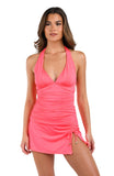 La Blanca Island Goddess Halter Tankini Swimsuit Top Coral Reef Bright Pink 10