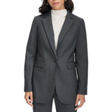 Calvin Klein Womens Single Button Blazer Suit Jacket Charcoal Gray / Cream 6