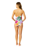 Anne Cole Twist Front Shirred One-Piece Swimsuit Mod Tropical White Multi 12