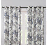 Max Blackout Print Grommet Blackout Single Curtain Panel Navy / Gray 50x95
