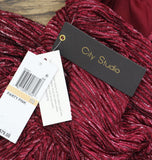 City Studio Metallic Velvet Spaghetti Strap Fit Flare Mini Dress Wine Red 7 / 8