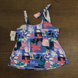Raisins Curve Marita Printed One-Shoulder Tankini Swim Top Slate Blue Multi 14W