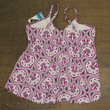 Swim Solutions Womens Tiletale V-Neck Tankini Bikini Top Magenta Purple 18