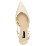 Nine West Women’s Rhonda3 Kitten Heel Slingback Pumps Ivory Off White 6.5M