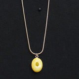 Time and Tru Chain Round Marble Gemstone Pendant Necklace Gold / Yellow 18" + 3"