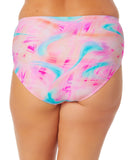 Salt + Cove Womens Plus Size Tie-Dyed Swim Bottom Wave Multi Pink 3X (22-24)