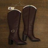 A New Day Womens Rhonda Under Knee Heeled Boots 94637580 Burgundy Brown Red 6M
