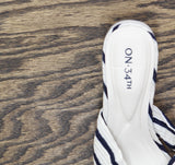 On 34th Womens Gaiaa Bow Block-Heel Sandals 10018687500 Navy Stripe Blue 6M