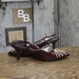 A New Day Serafina Rhinestone Slingback Heels 94661787 Burgundy Red 9.5M