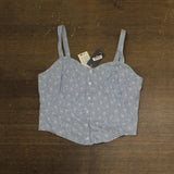 Levi's Adore Bustier Shirt Top Adjustable Straps 94417599 Blue Indigo Floral M