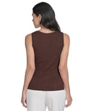 Calvin Klein Womens Scoop Neck Rib Knit Tank Top S55TK65A Toasted Sumac Brown XL