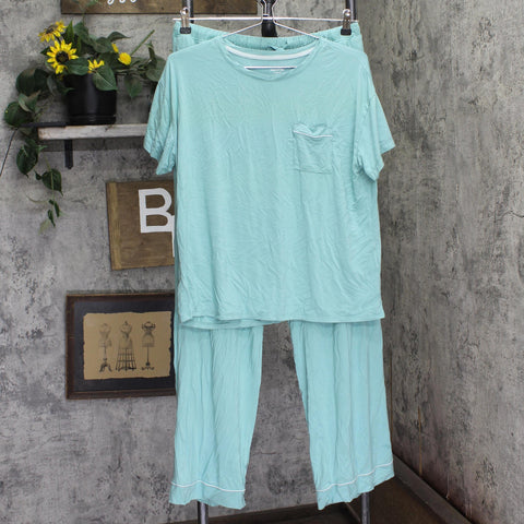 State Of Day Womens 2-Pc. Fluid Knit Pajamas Set 100189787MS Canton Blue Green M