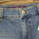 Gloria Vanderbilt Slim Boot Cut High Rise Crop Jeans Banaba Blue Hem Stones 8