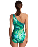 Lauren Ralph Lauren One-Shoulder One Piece Swimsuit Cartago Palms Green 4