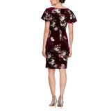 SLNY Womens Embellished Sheath Velvet Floral Print Dress Magenta Purple Multi 14