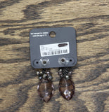 Charming Charlie by RSVP Rhinestone Drop Earrings Gunmetal Black / Purple 1.75"