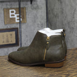 Journee Collection Womens Faux Leather Side Zip Ellis Booties Olive Green 9M