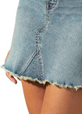Upwest Womens Frayed Denim Skirt Medium Denim Blue 10